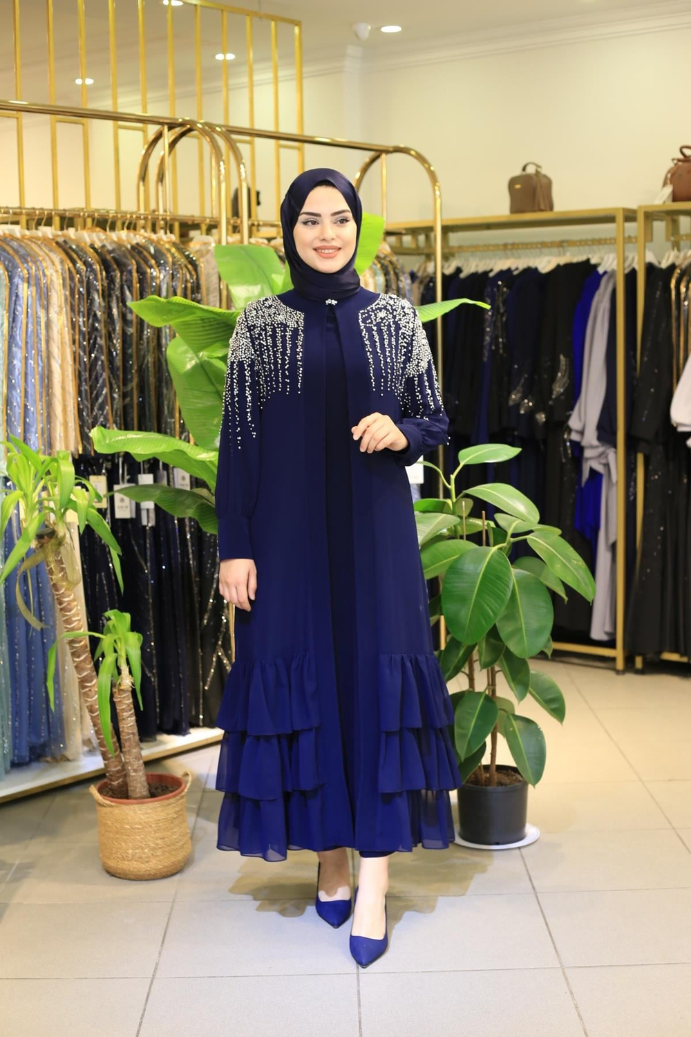 5128 CODE COMBINAISON ABAYA EN PIERRE BLANCHE