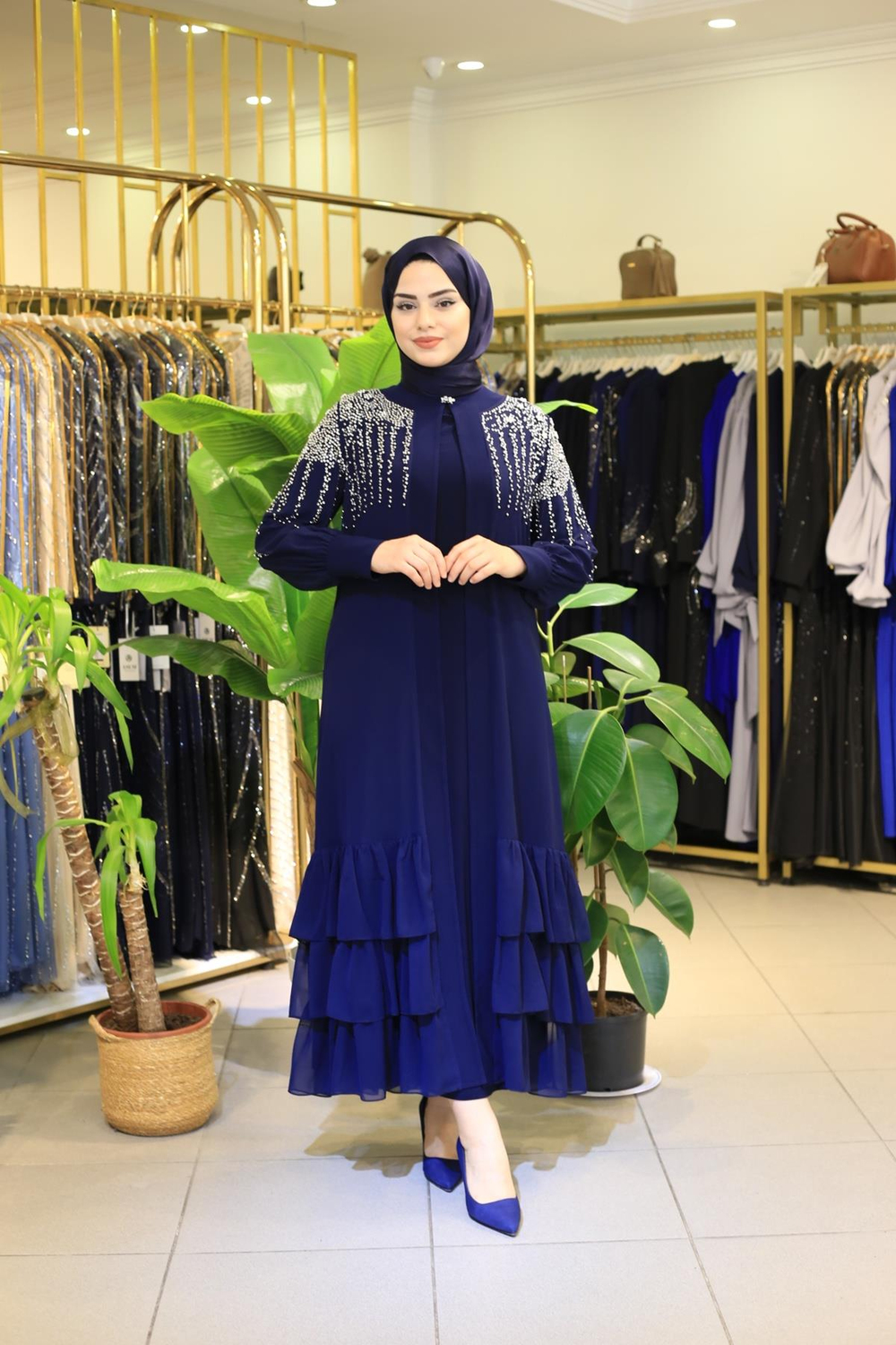 5128 CODE COMBINAISON ABAYA EN PIERRE BLANCHE