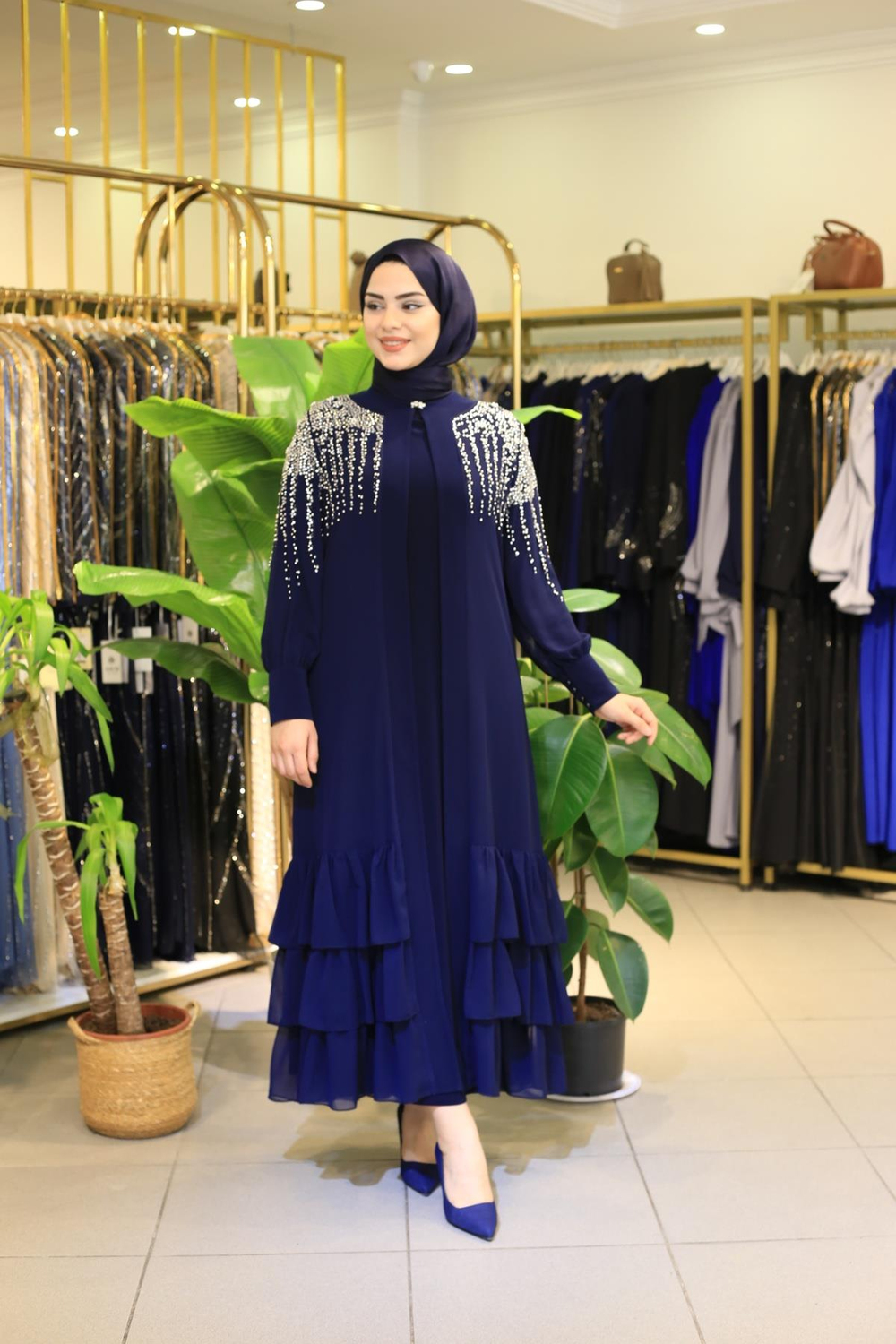 5128 CODE COMBINAISON ABAYA EN PIERRE BLANCHE