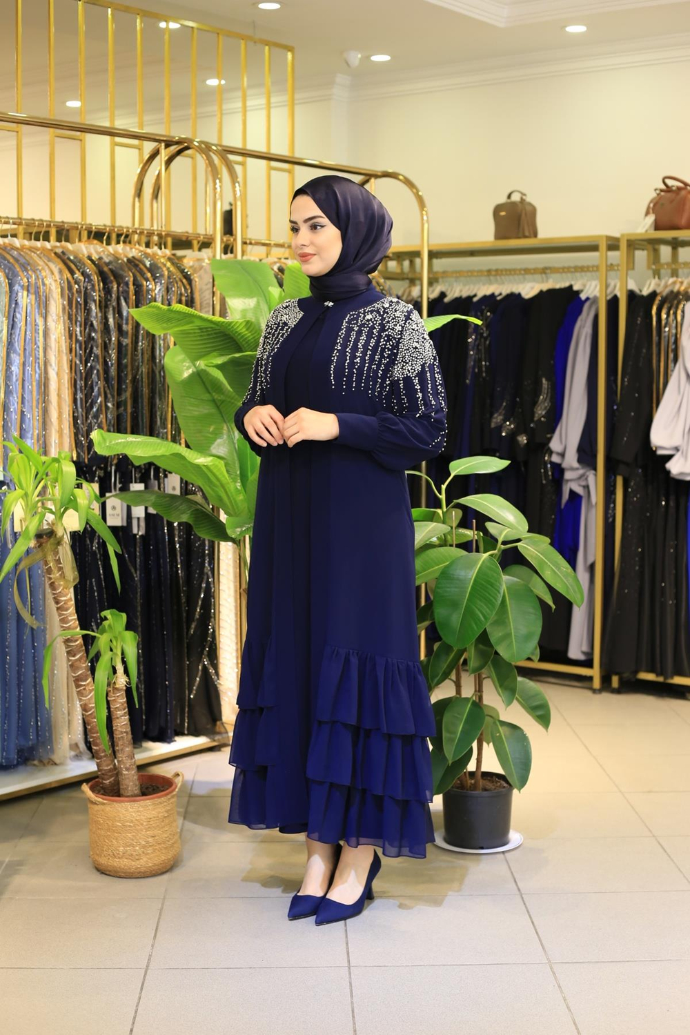 5128 CODE COMBINAISON ABAYA EN PIERRE BLANCHE