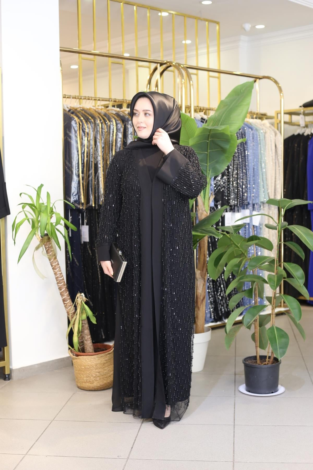 5129 KOD İNCİLİ ABAYA