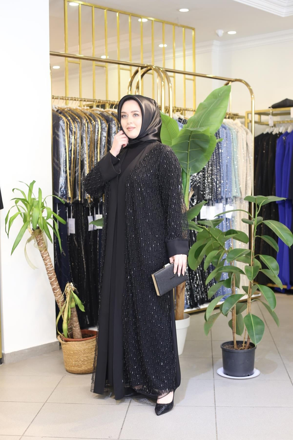 5129 KOD İNCİLİ ABAYA