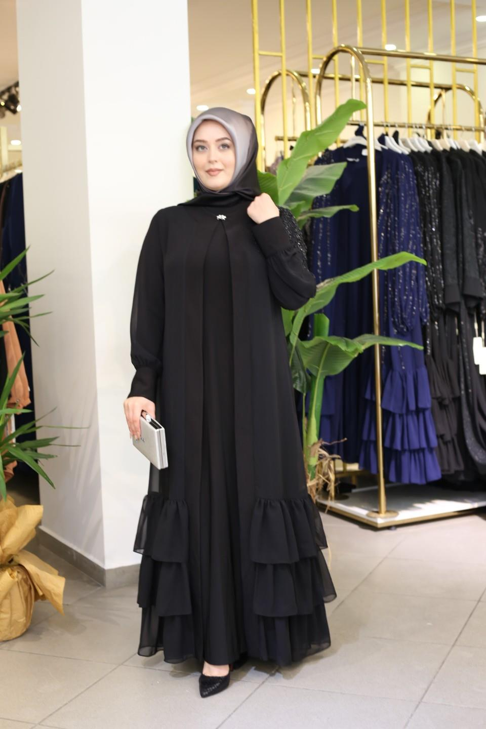 5136 بدلة عباية حجر أسود كود 5136