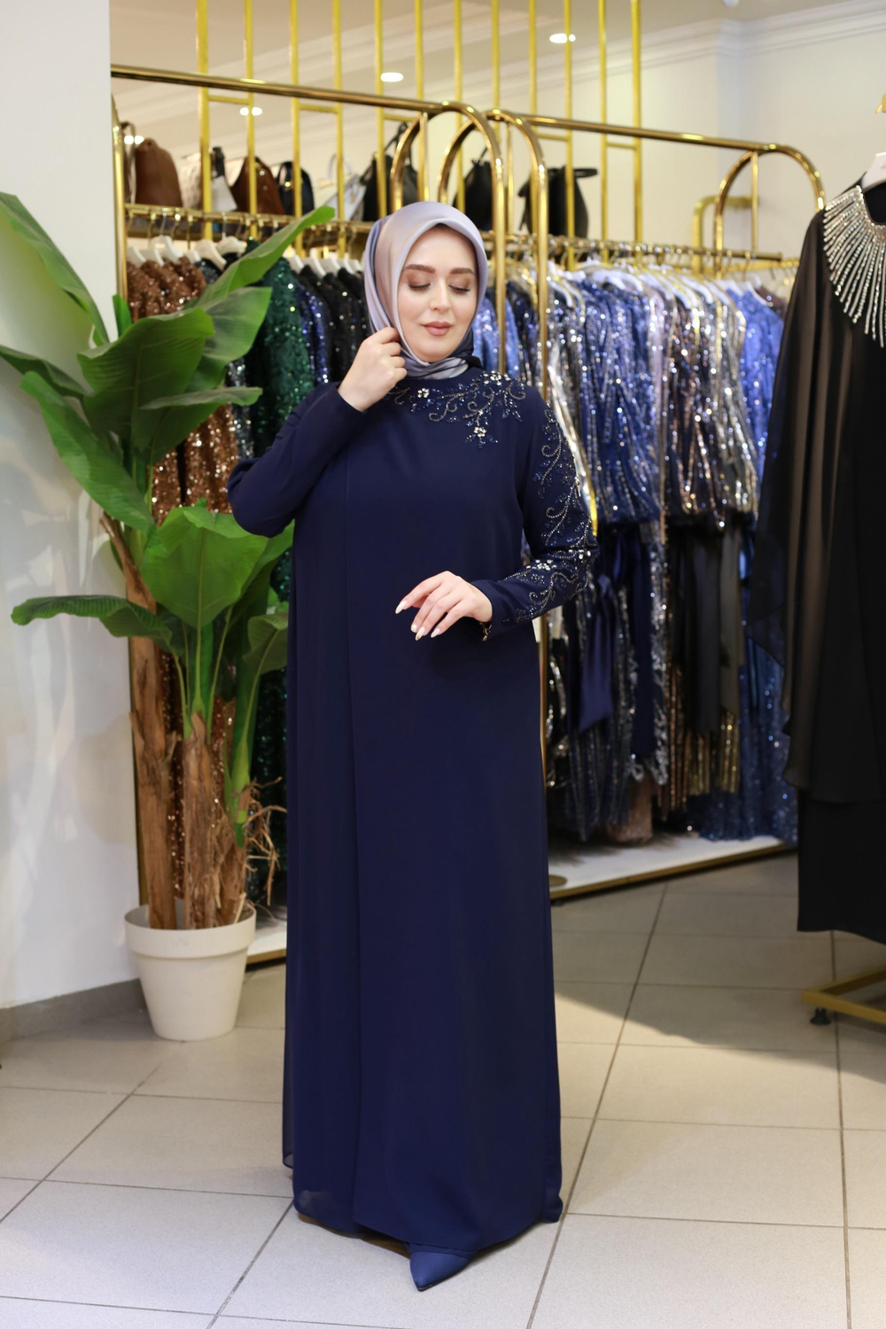 5199 CODE FLOWER EMBROIDERED STONY DRESS