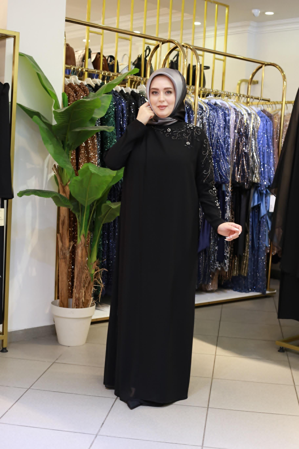 5199 CODE FLOWER EMBROIDERED STONY DRESS