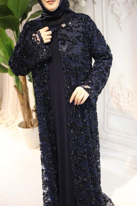 563 CODE SELF SEQUIN PATTERNED ABAYA SUIT