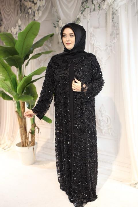 563 بدلة عباية منقوشة بالترتر الذاتي كود 563