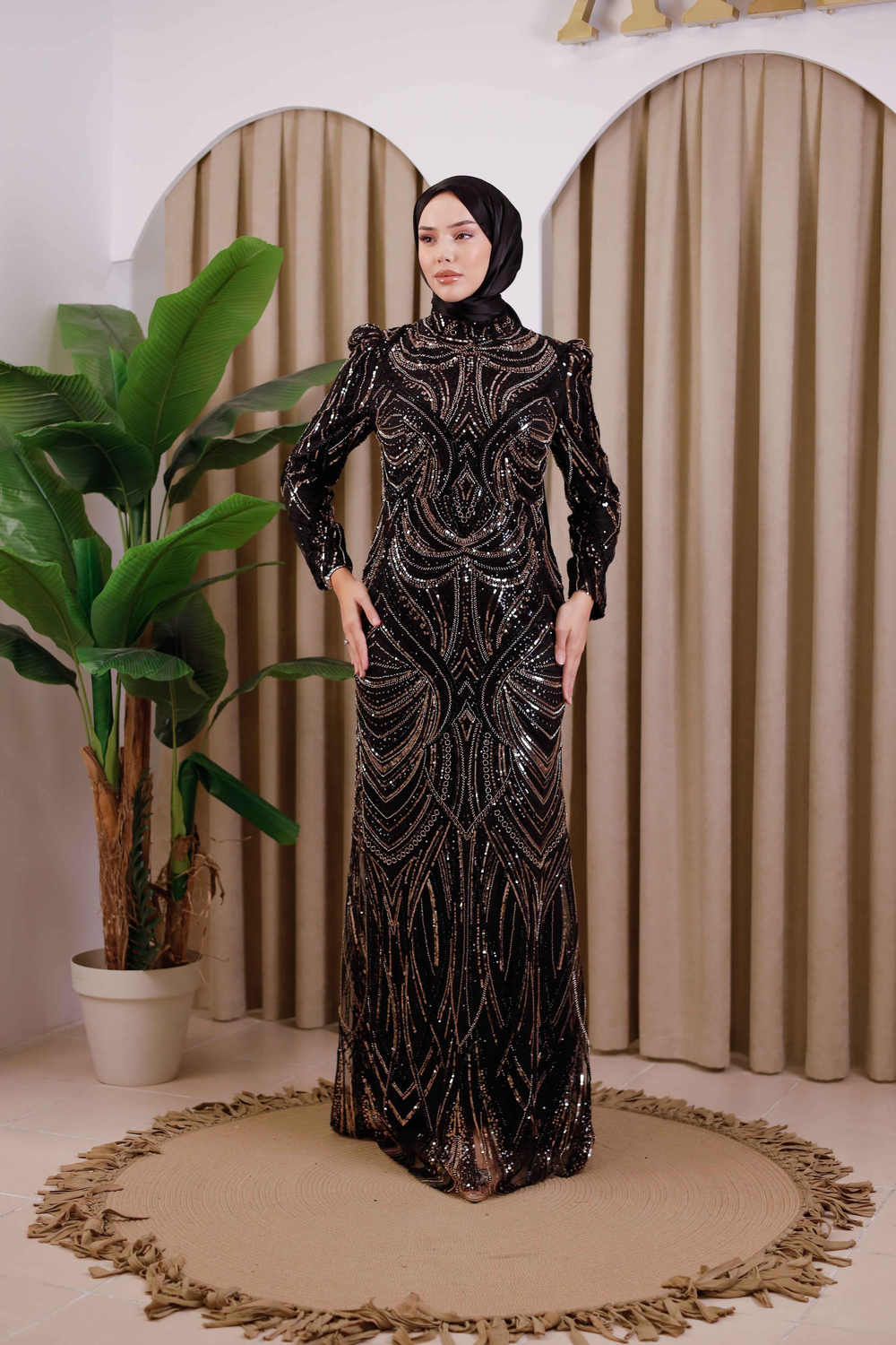 6111 CODE EVENING DRESS WITH STONES
