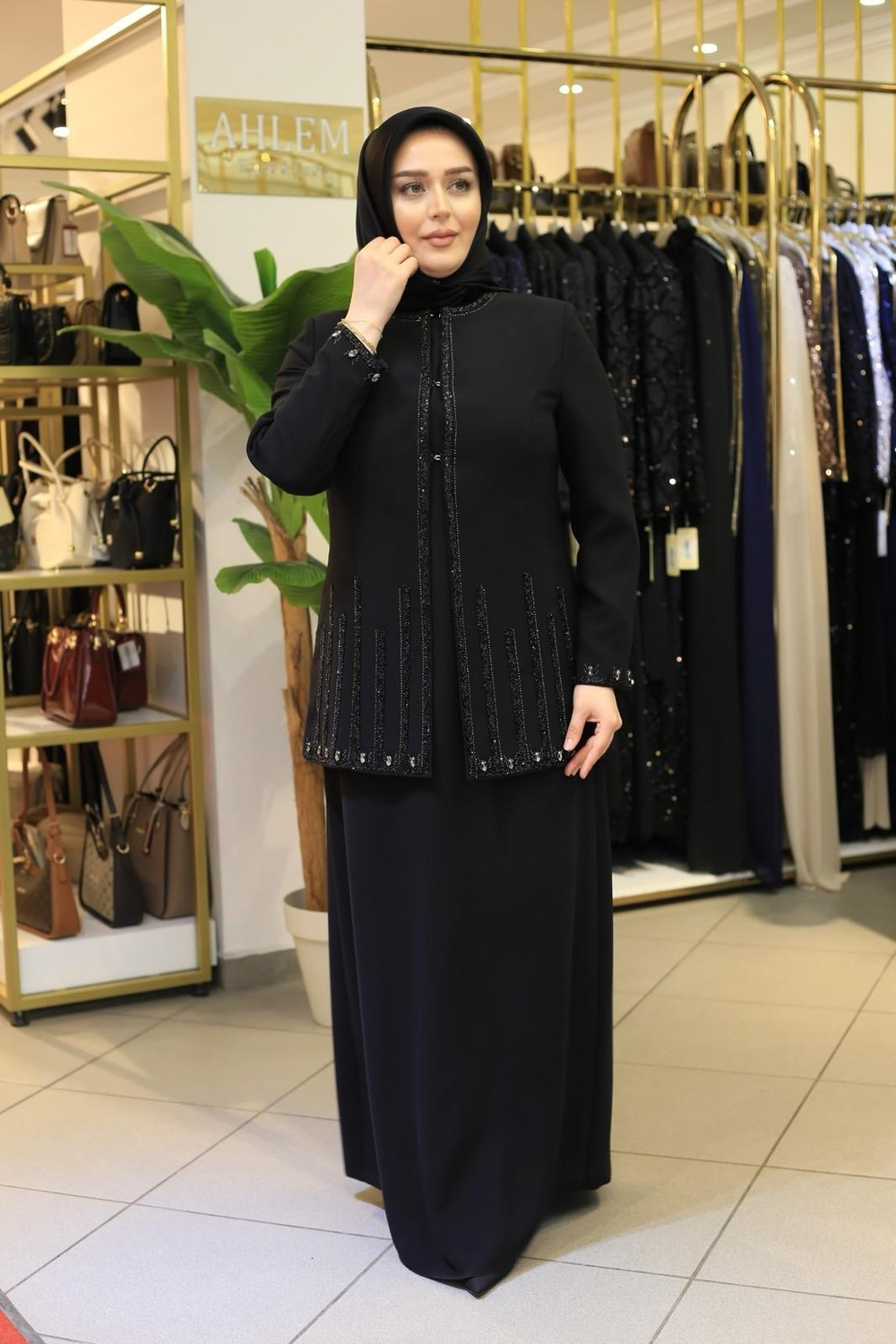 6119 KOD TAŞLI CEKETLİ ELBİSE