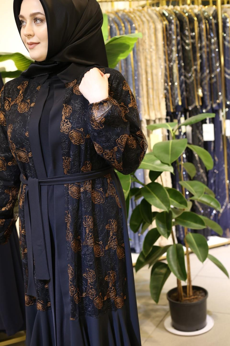 7093 CODE ORANGE ROSE ABAYA ANZUG