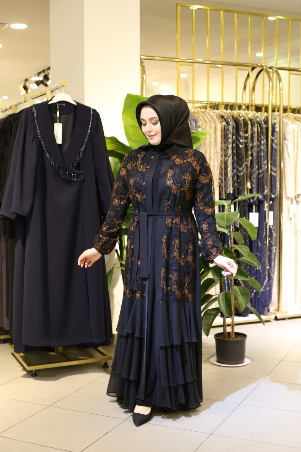 7093 CODE ORANGE ROSE ABAYA ANZUG