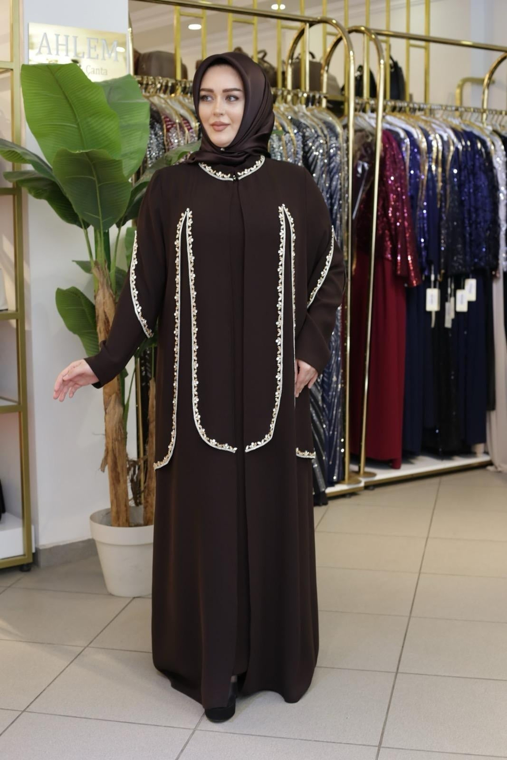 710 KOD SAWOROSKİ TAŞLI ABAYA TAKIM