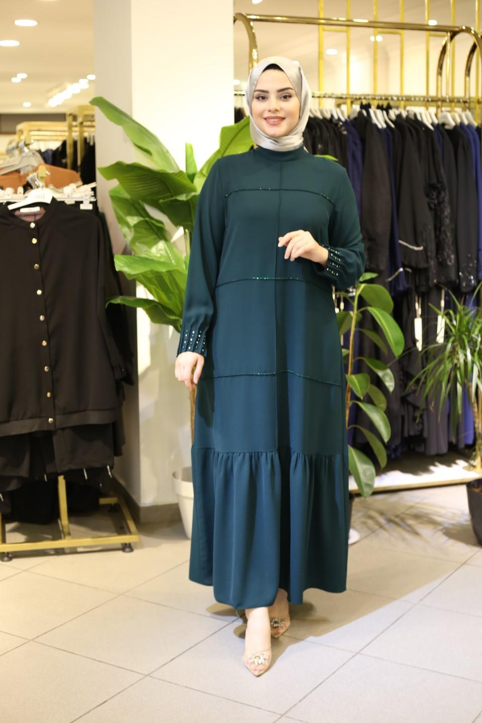7310 CODE SKIRT WAVY SLEEVE PEARL DRESS