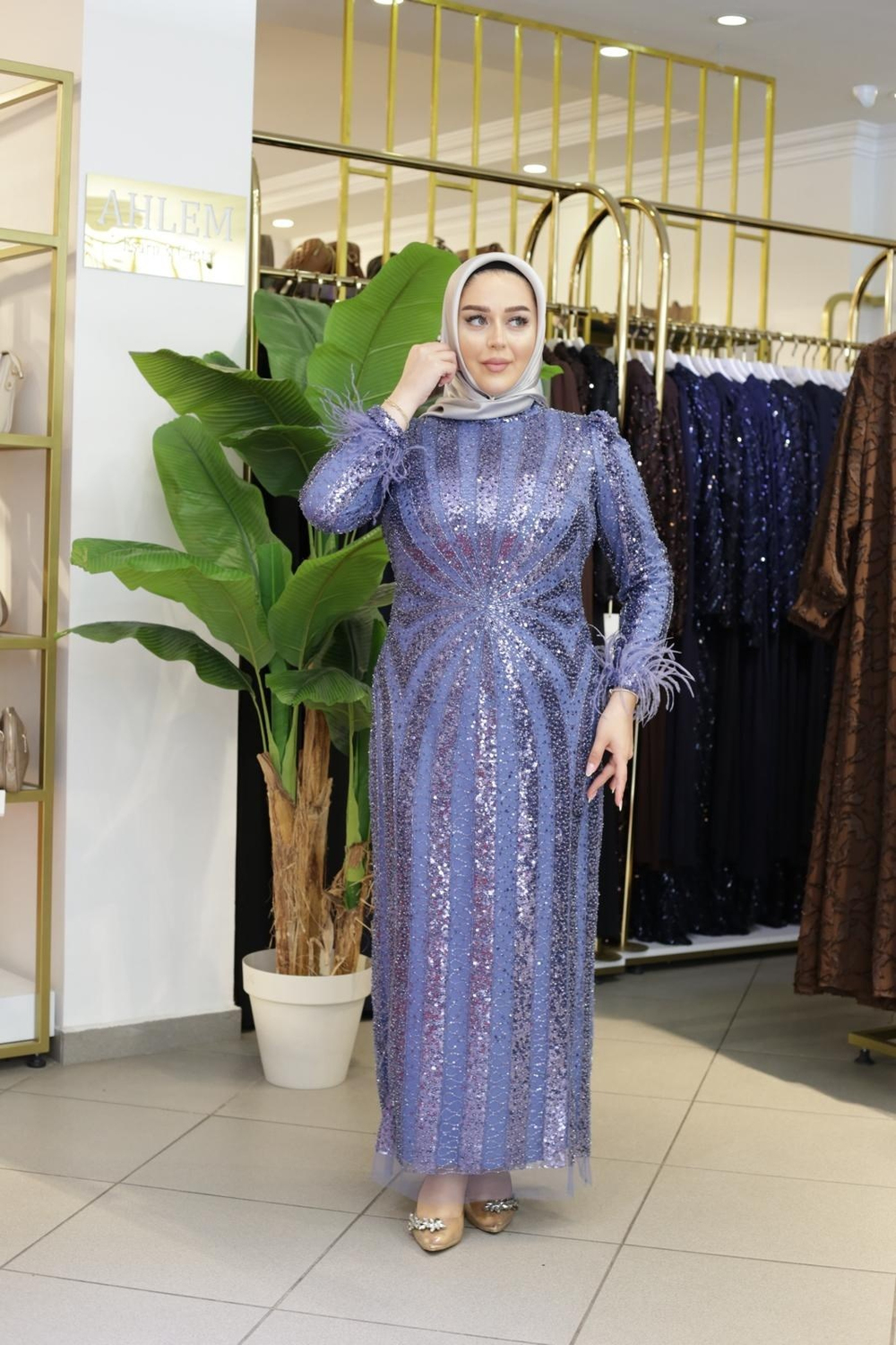 ARMC529 ABENDKLEID AUS STEIN MIT ÄRMELDETAIL