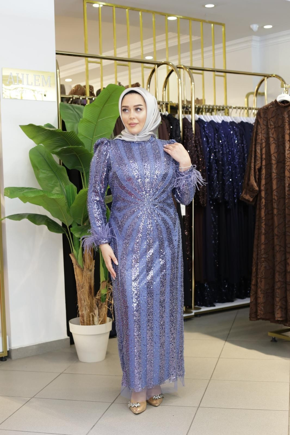 ARMC529 ABENDKLEID AUS STEIN MIT ÄRMELDETAIL