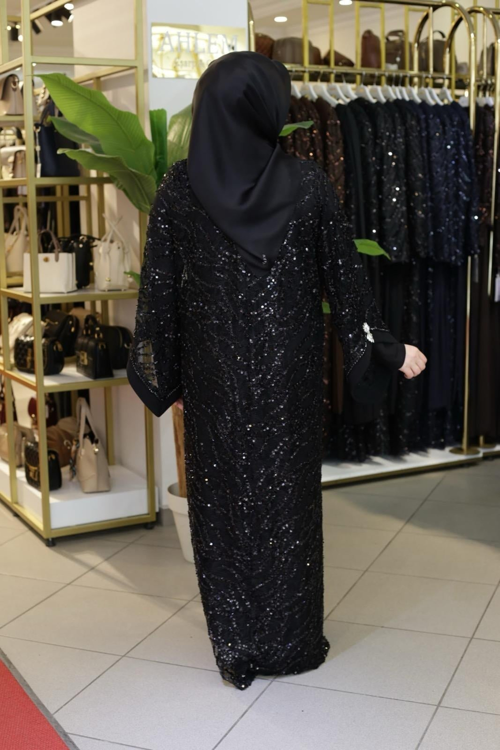 ASALET TAŞ İŞLEMELİ ABAYA TAKIM 649 KOD