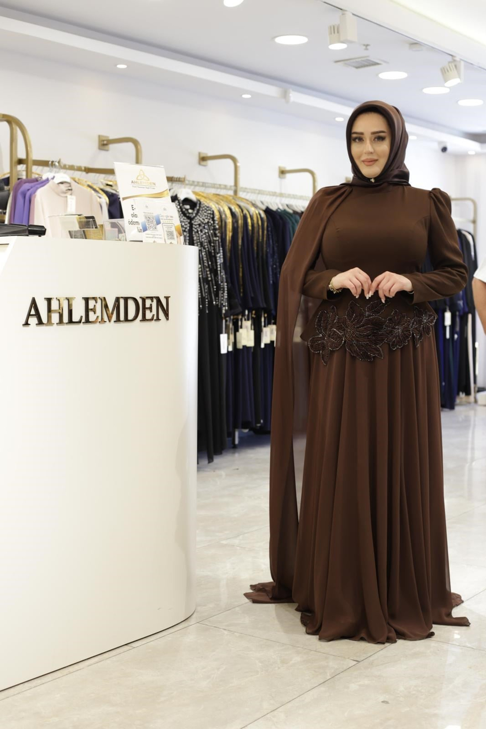 BEL İŞLEMELİ ŞİFON ABİYE ELBİSE 0067 KOD