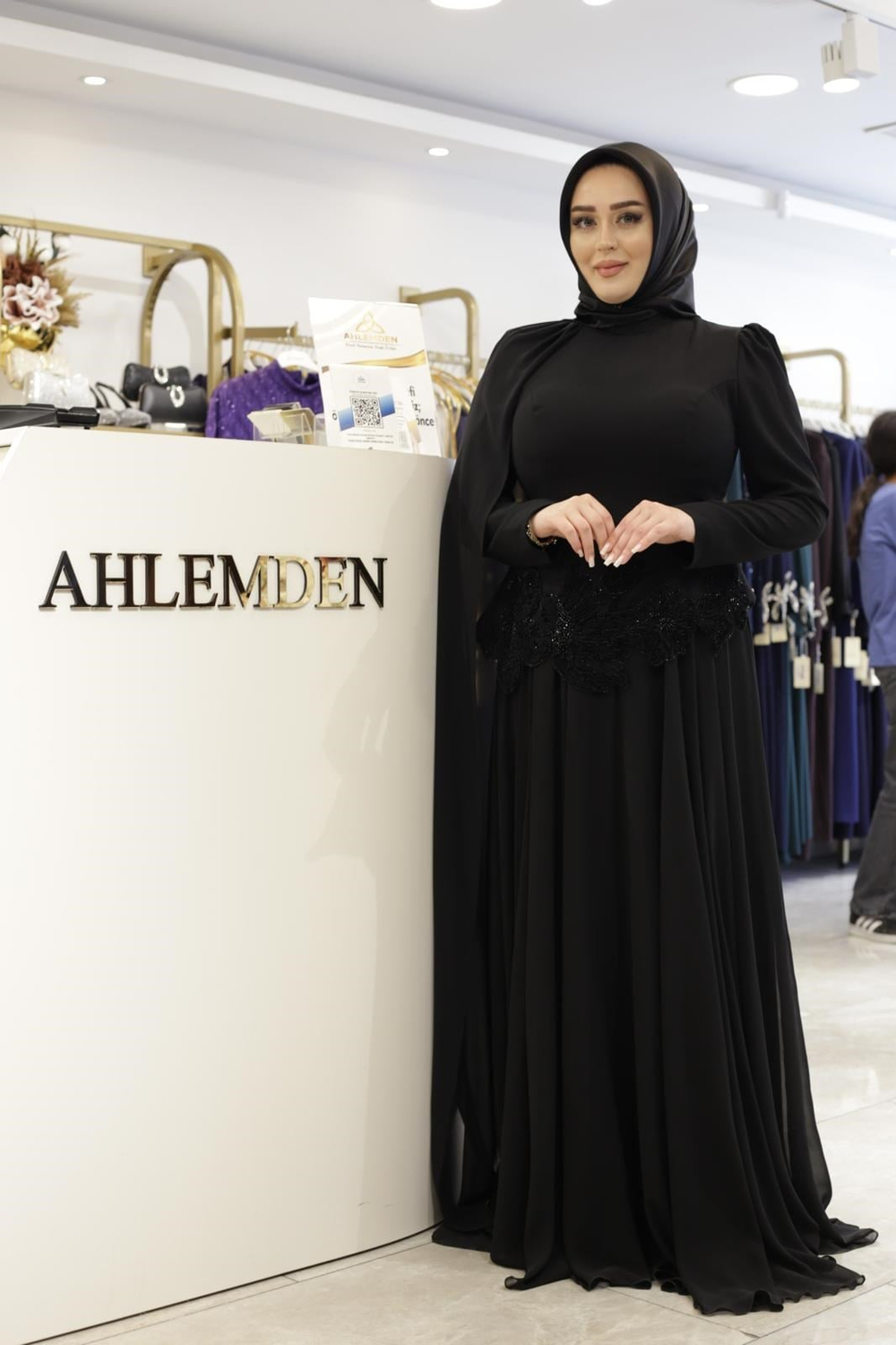 BEL İŞLEMELİ ŞİFON ABİYE ELBİSE 0067 KOD