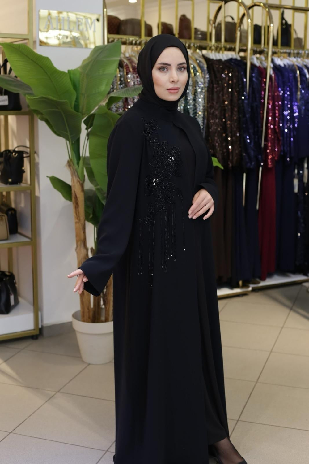 BEY801 KOD SIRA TAŞLI ABAYA TAKIM