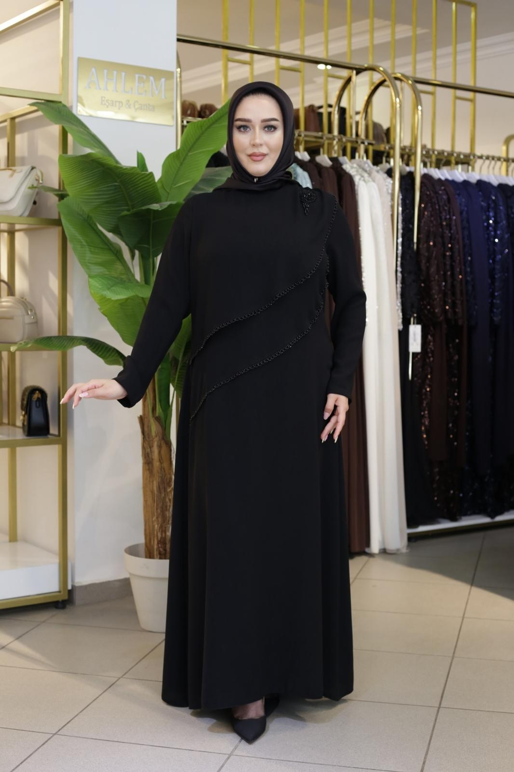 BRONŞLU KALEM ELBİSE 4254 KOD