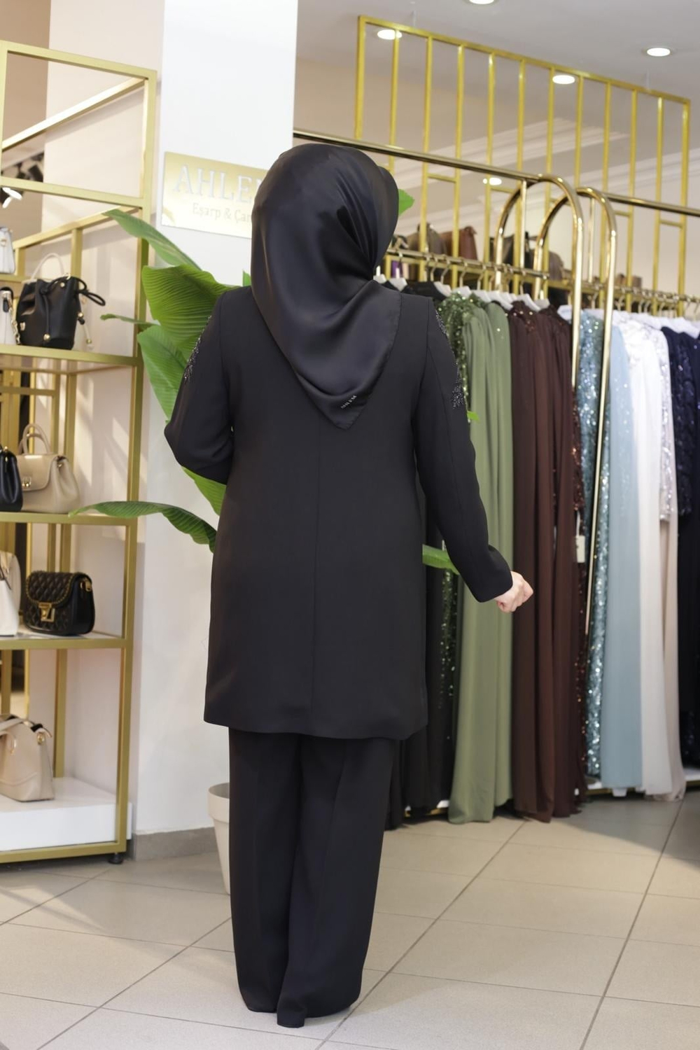 ÇİÇEK TAŞ BASKILI PANTOLONLU TAKIM TS5212 KOD