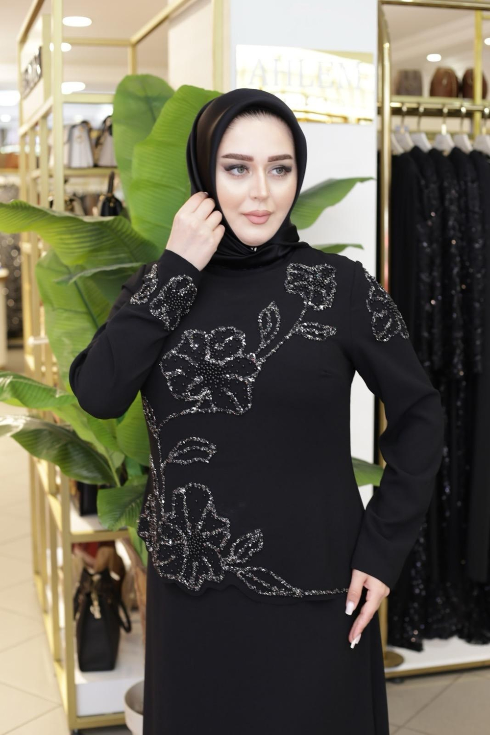 ÇİÇEK TAŞ İŞLEMELİ ELBİSE 5116 KOD