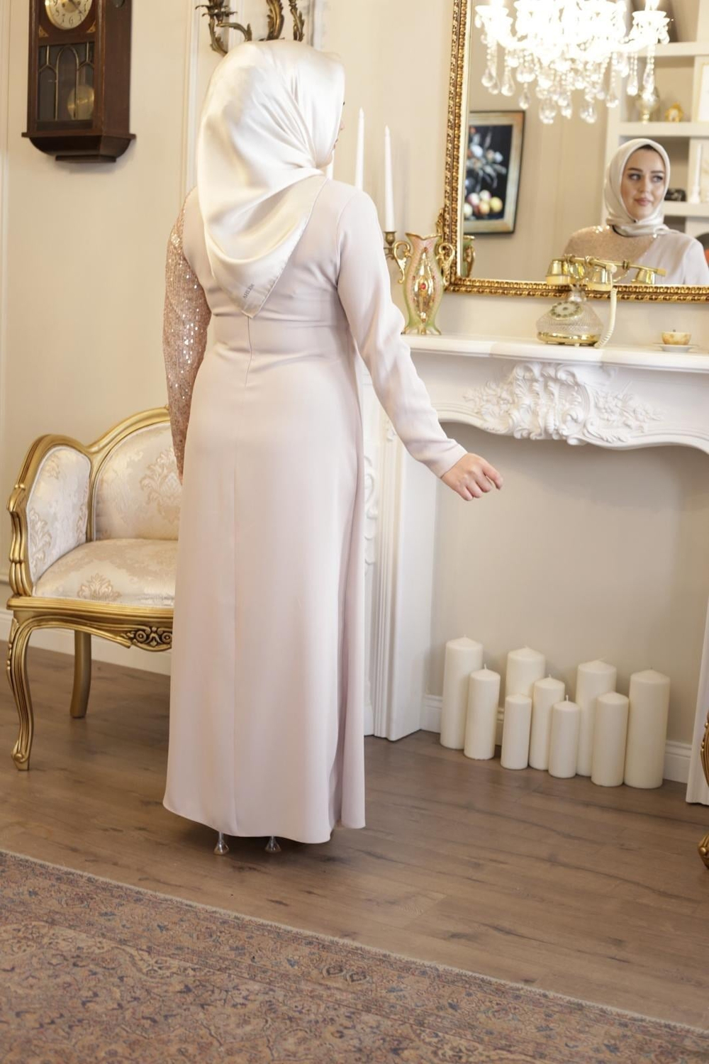 KOLU TAŞLI ŞERİT ELBİSE 3345 KOD