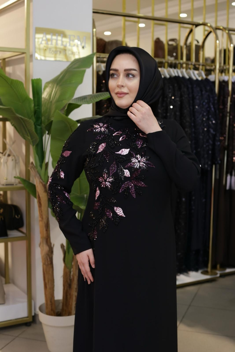 NAKIŞ PULLU ELBİSE 5247 KOD