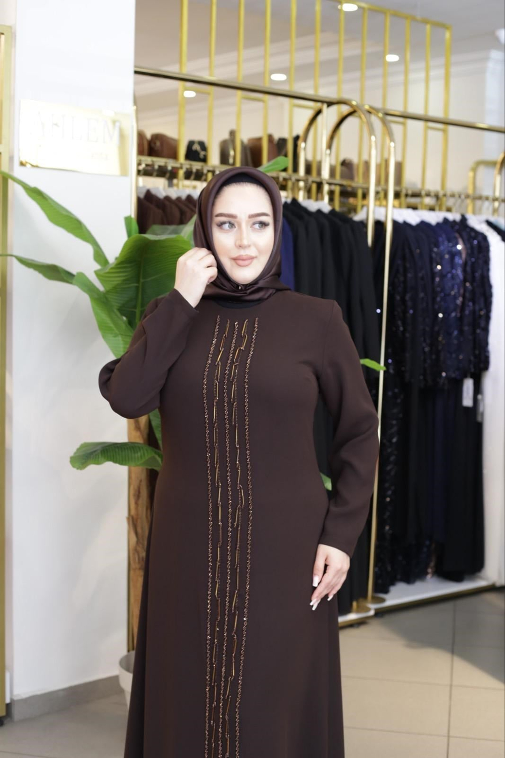 NEHİR TAŞLI ELBİSE T1298 KOD