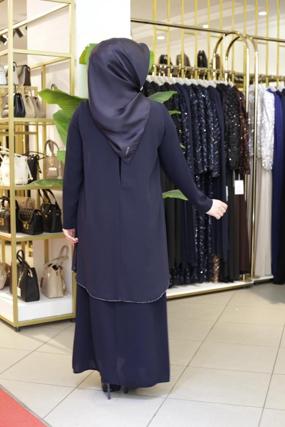 ÖNÜ TAŞLI ŞİFON ELBİSE 2660 KOD