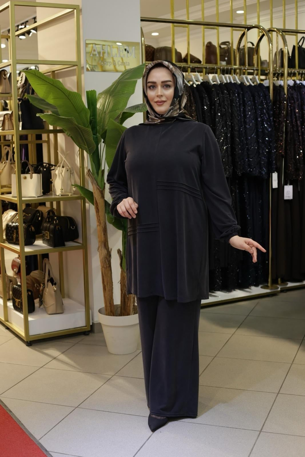 PİLE DETAYLI KUPRA PANTOLONLU İKİLİ TAKIM 2714 KOD