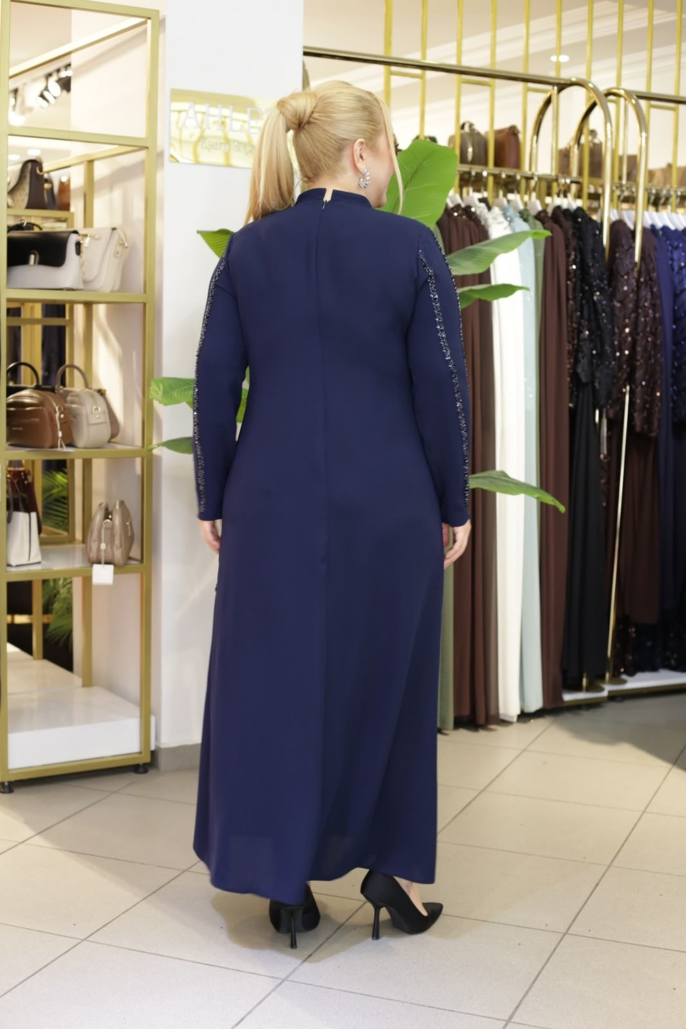 PUL İŞLEMELİ ESTEL ELBİSE 3409 KOD