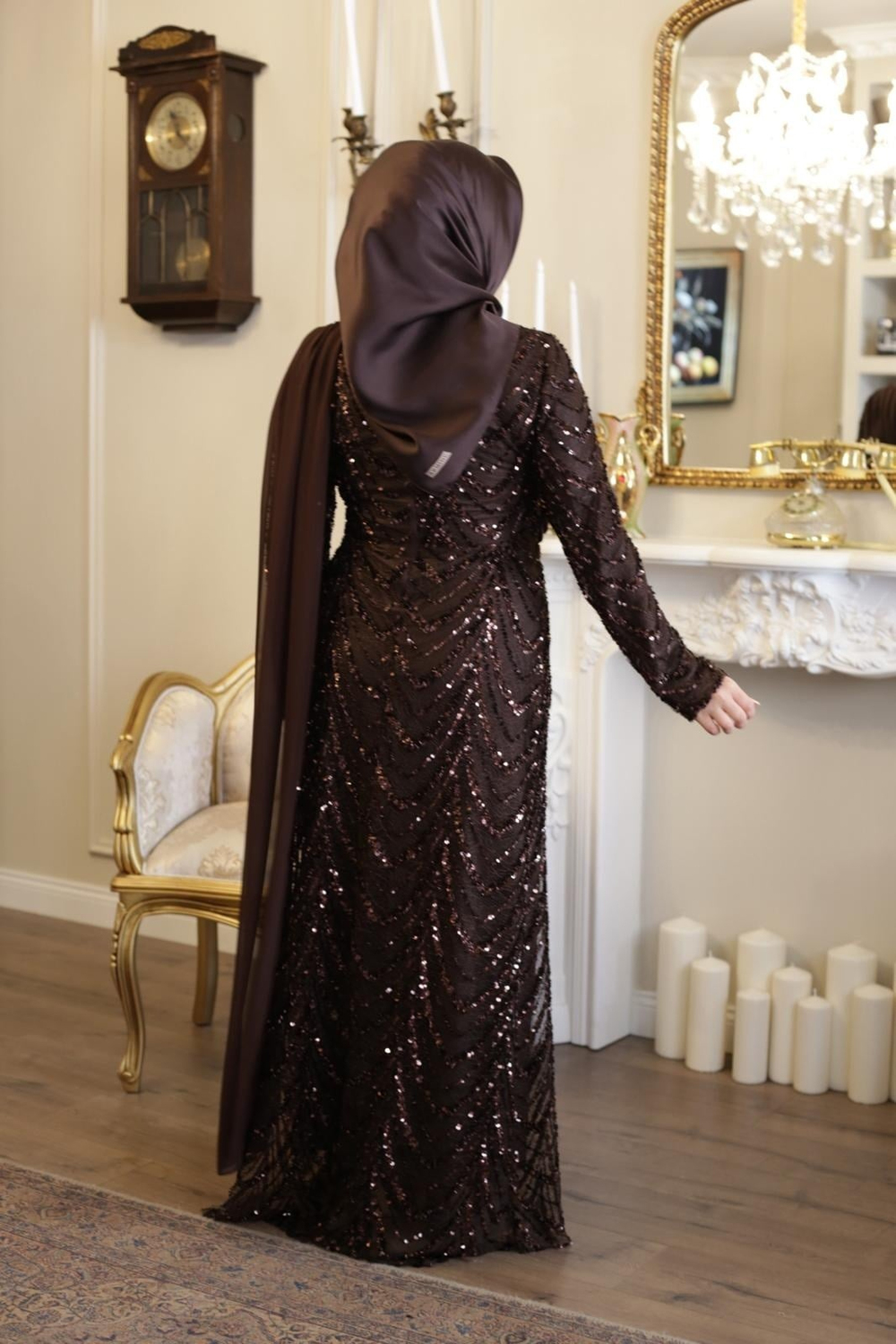 PULLU DRAPE DETAYLI ELBİSE 6002 KOD
