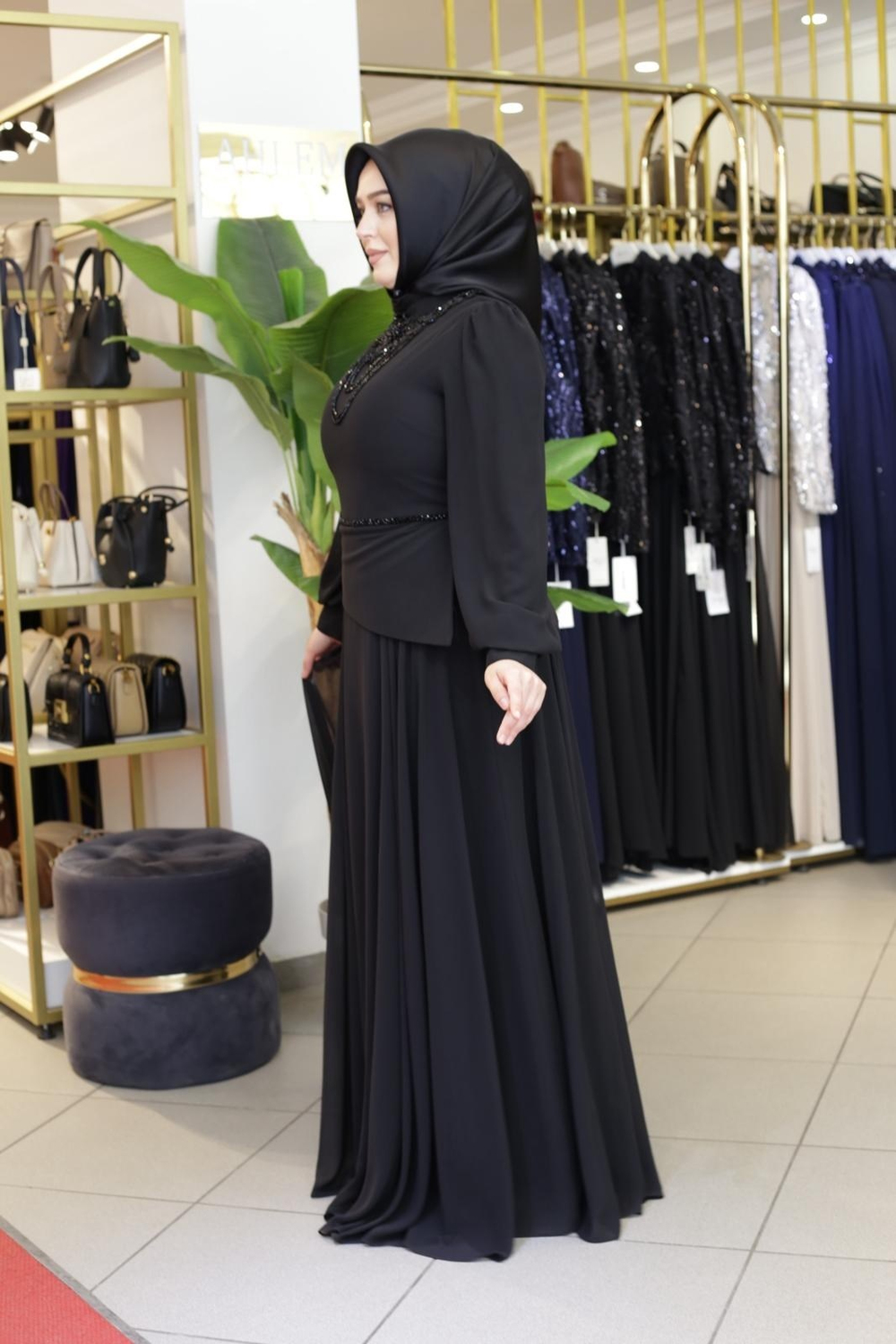 PÜSKÜL TAŞLI ABİYE ELBİSE 5011 KOD
