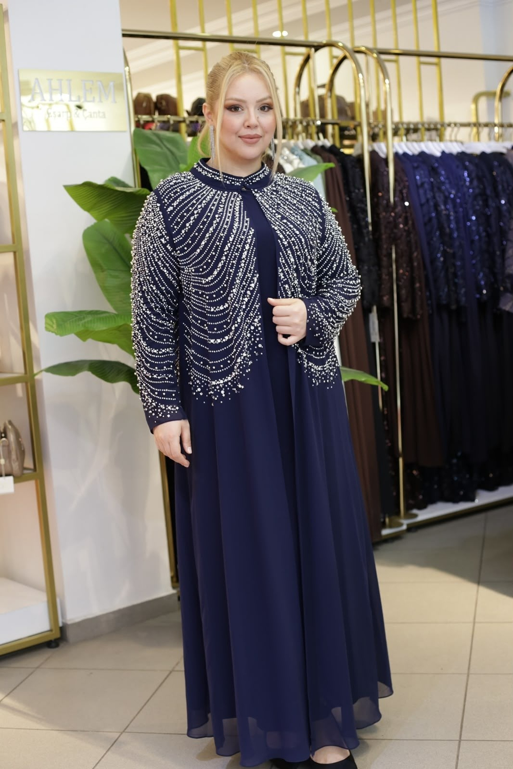 SAWAROSKİ TAŞLI ABAYA TAKIM BEY804 KOD
