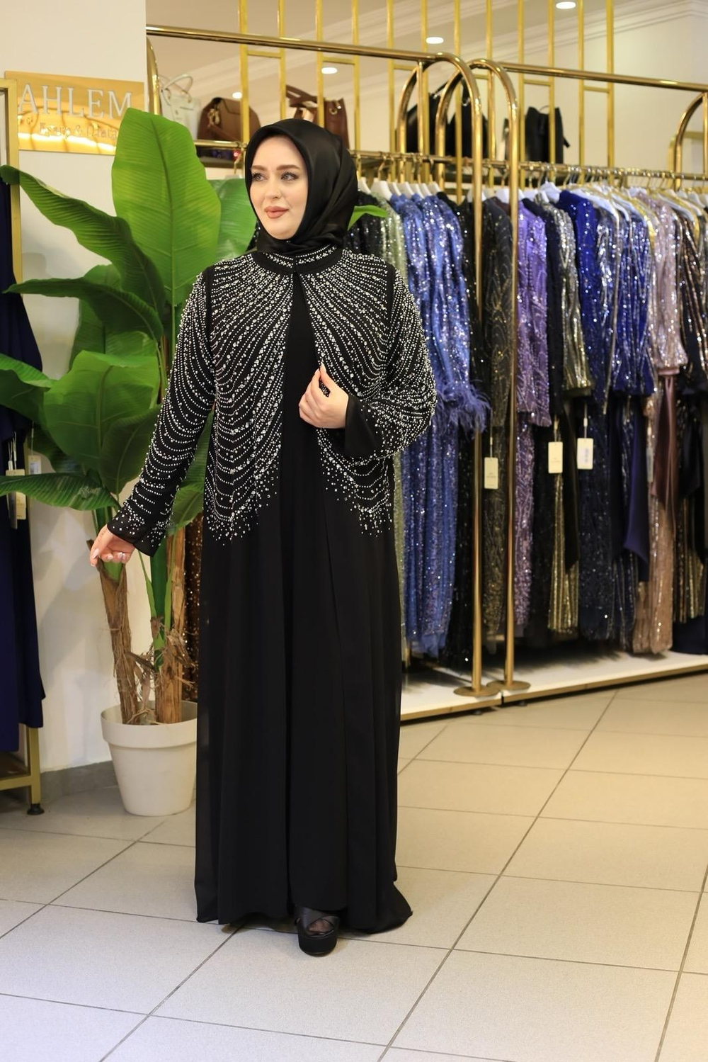 SAWAROSKİ TAŞLI ABAYA TAKIM BEY804 KOD