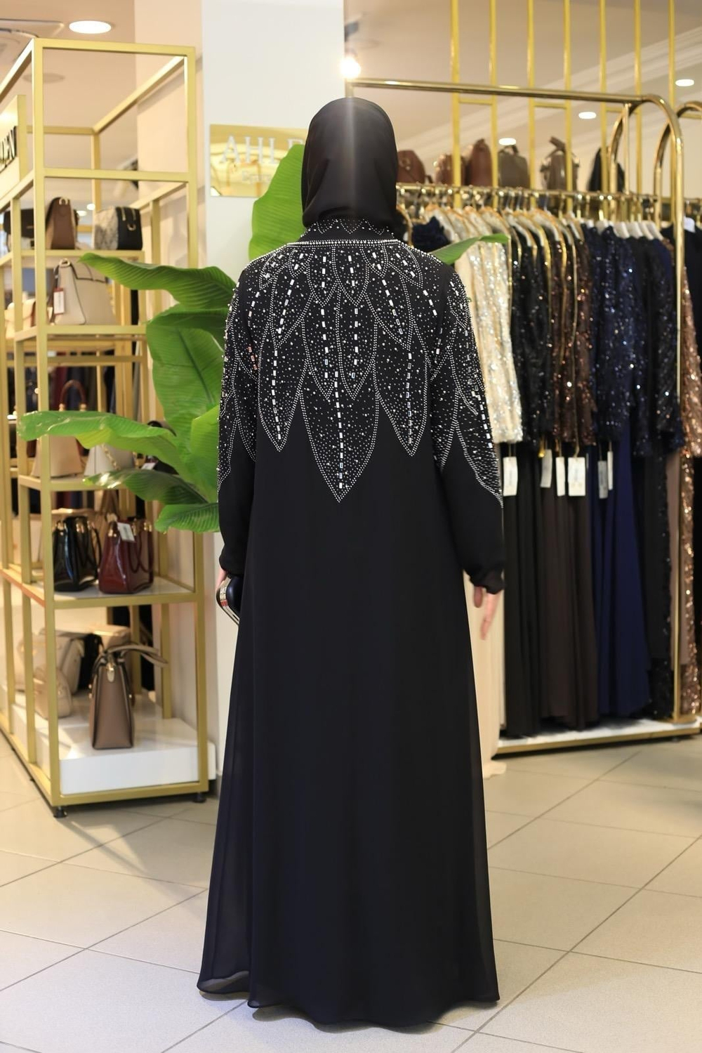 SR5053 KOD TAŞ BASKILI ABAYA TAKIM