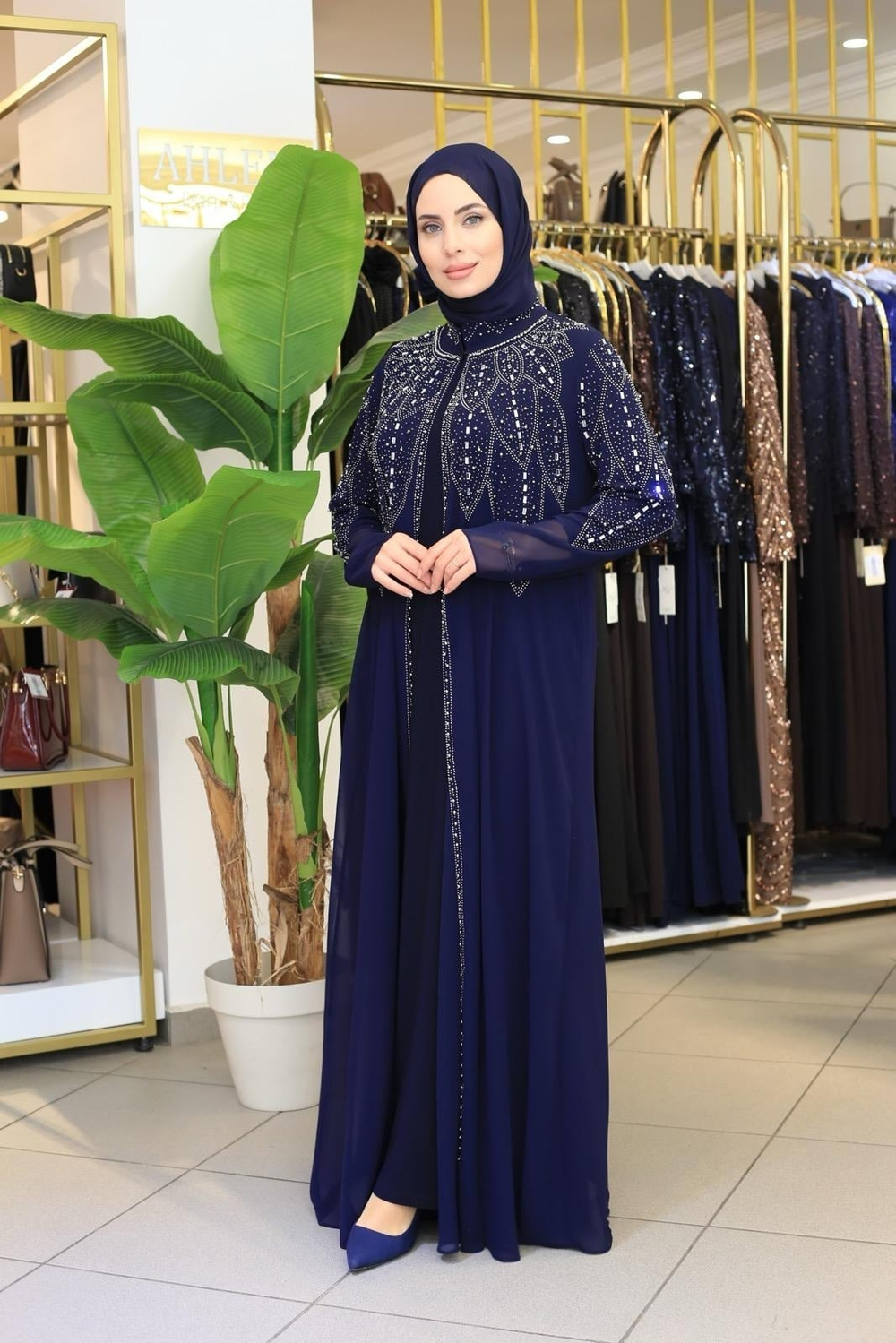 SR5053 KOD TAŞ BASKILI ABAYA TAKIM