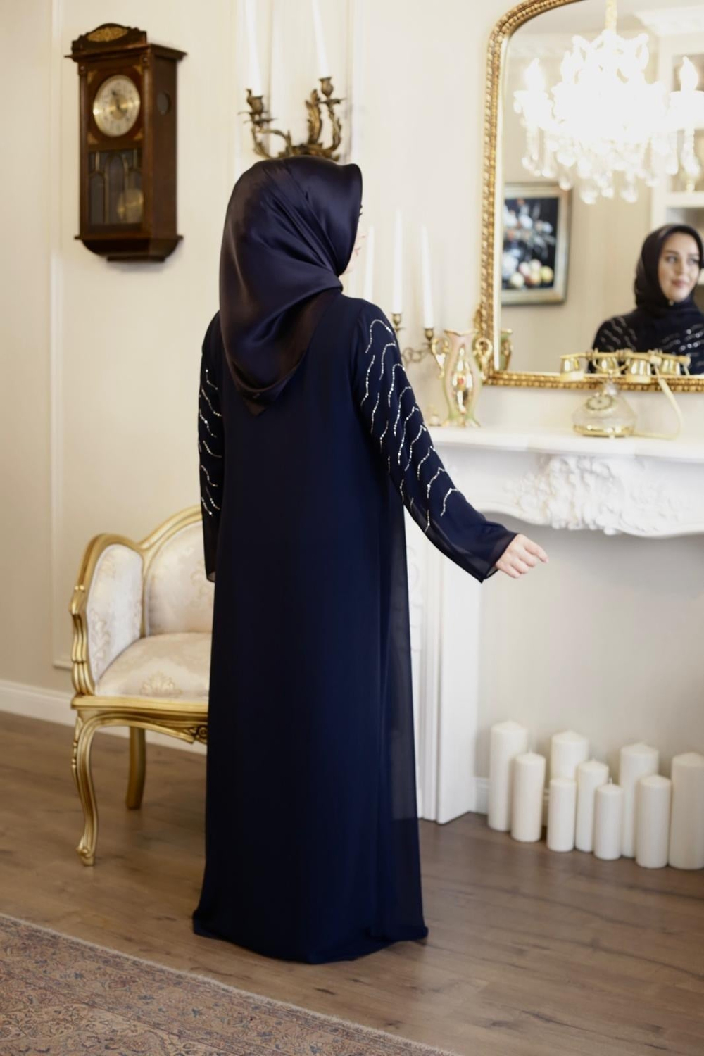 TAŞ BASKILI ŞİFON ABAYA TAKIM 7129 KOD