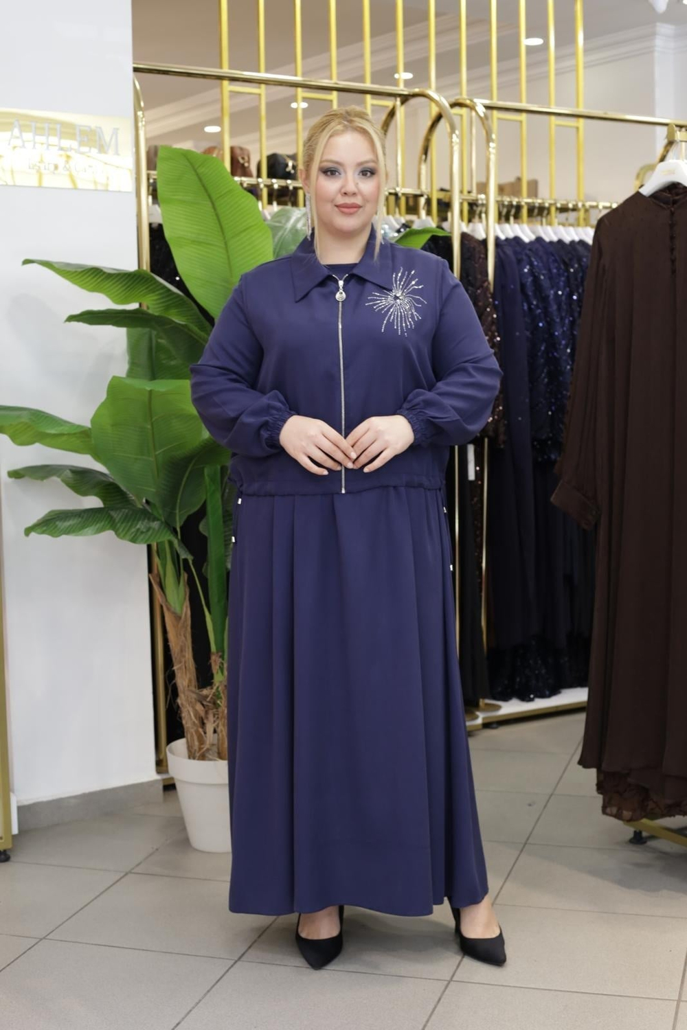 TAŞ DETAYLI CEPKEN KUPRA ELBİSE 2692 KOD