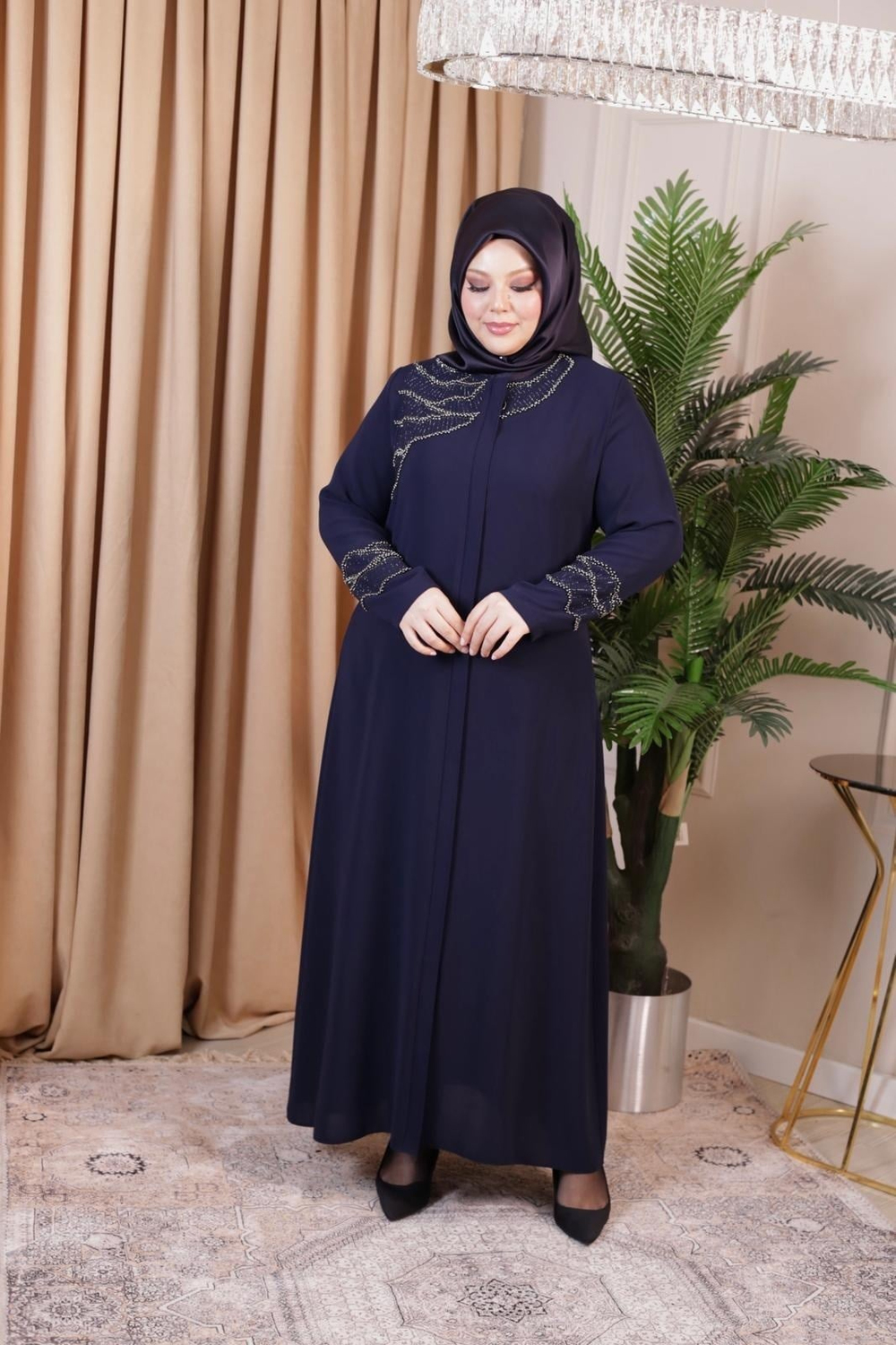 2512 CODE ROUND NECK STONE ABAYA