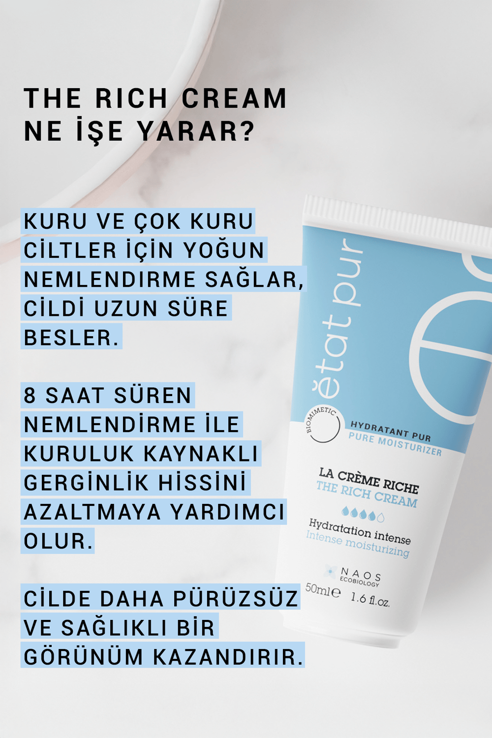 Rich Moisturizing Kuru Ciltler İçin Yoğun Nemlendirici Yüz Kremi 50 ml