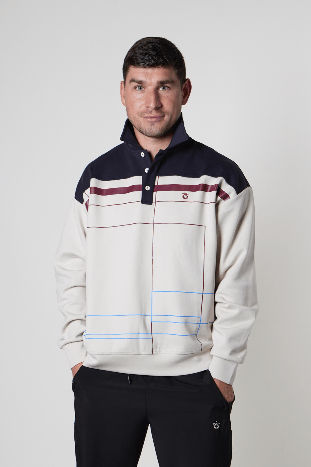 SWEAT GEOMETRİK BASKILI  POLO YAKA
