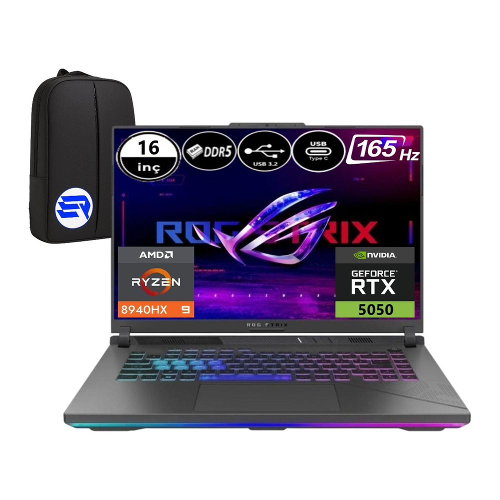 Asus Rog Strix G16 G614PH-RV036 Ryzen 9 8940HX 16GB 1tb SSD RTX5050 WIN11 Pro 16