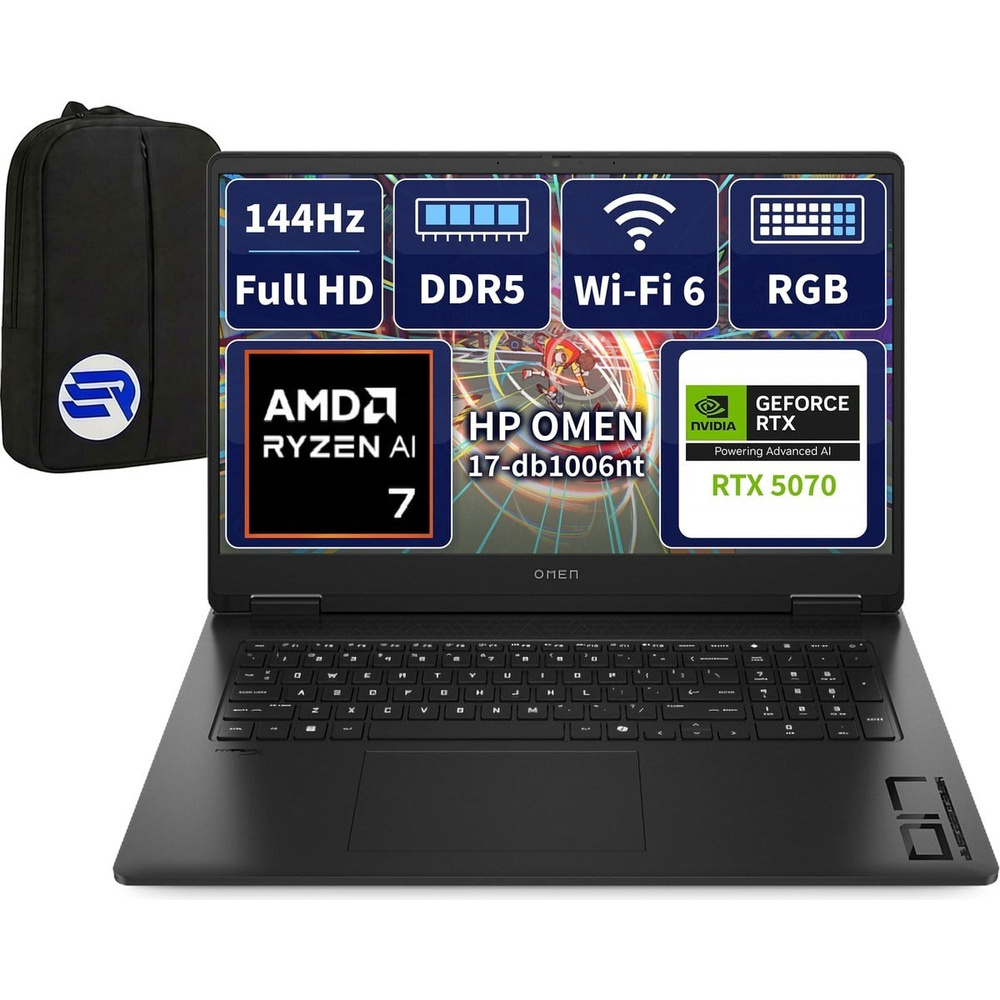 HP OMEN 17 C67G3EAEP3 Ryzen AI7 350 RTX5070 16GBRAM 2TBSSD 17.3'' FHD 144Hz Win11 Pro + ElektroPasaj Çanta