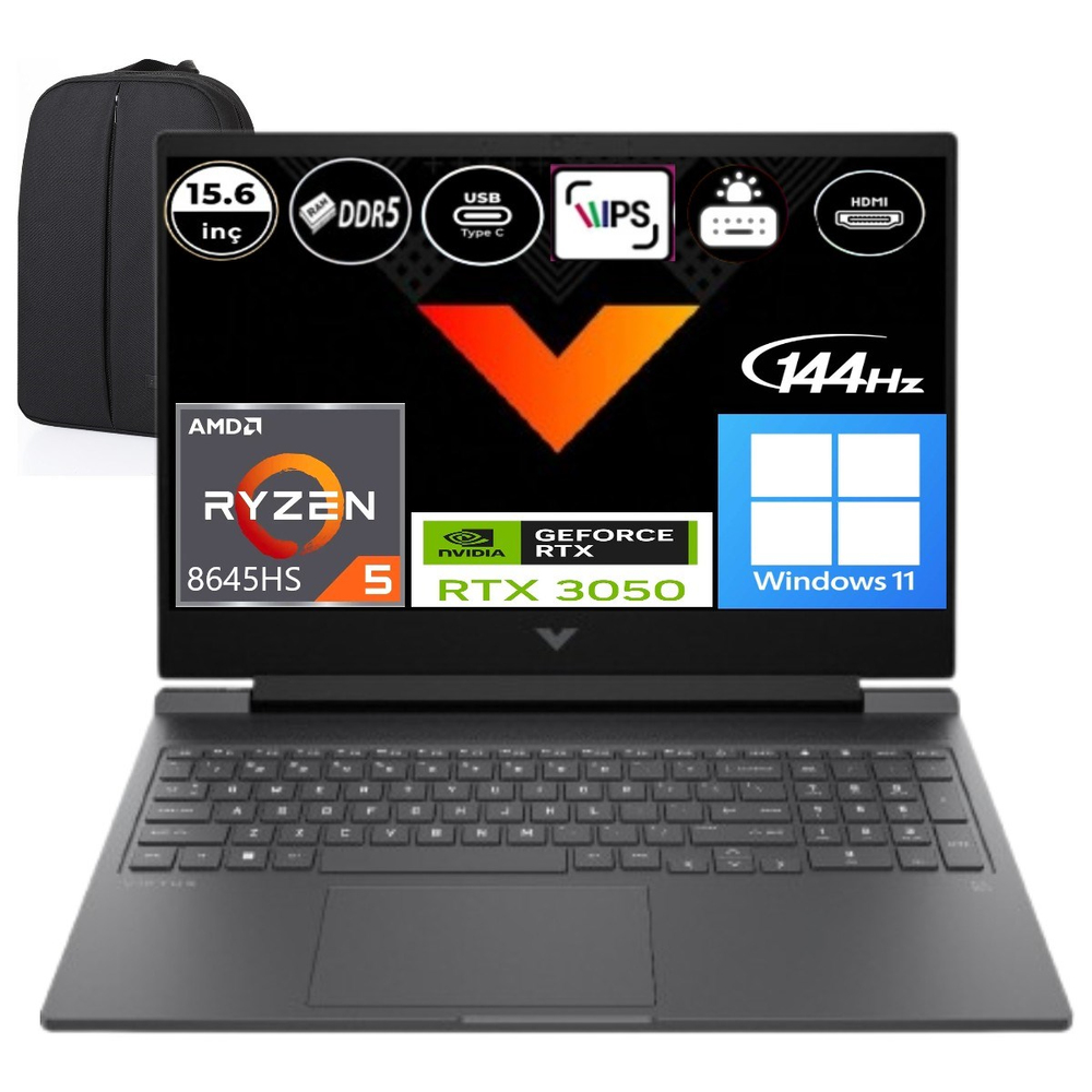 Hp  Victus Amd Ryzen 5-8645HS 64 GB Ram 512 GB RTX3050 6gb Windows 11 Pro 15.6