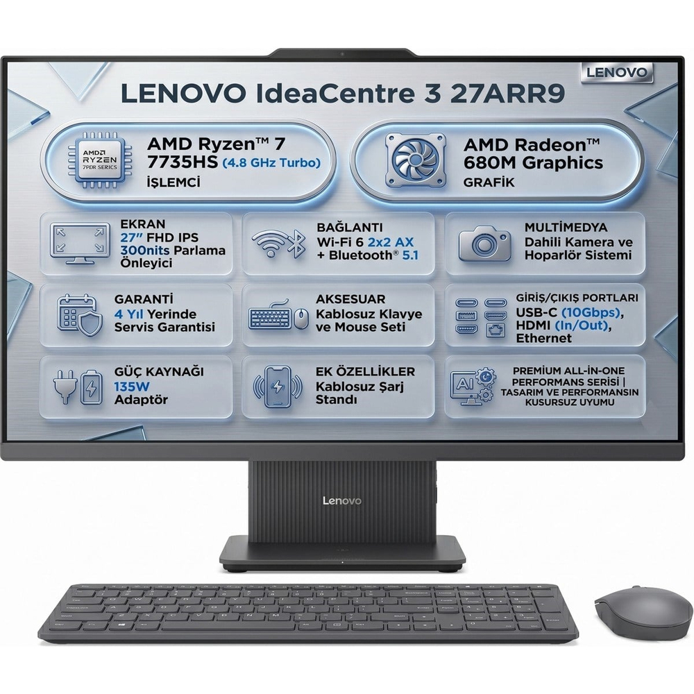 Lenovo Ideacentre 3 27ARR9 Amd Ryzen 7 7735HS 16GB 1tb SSD 27