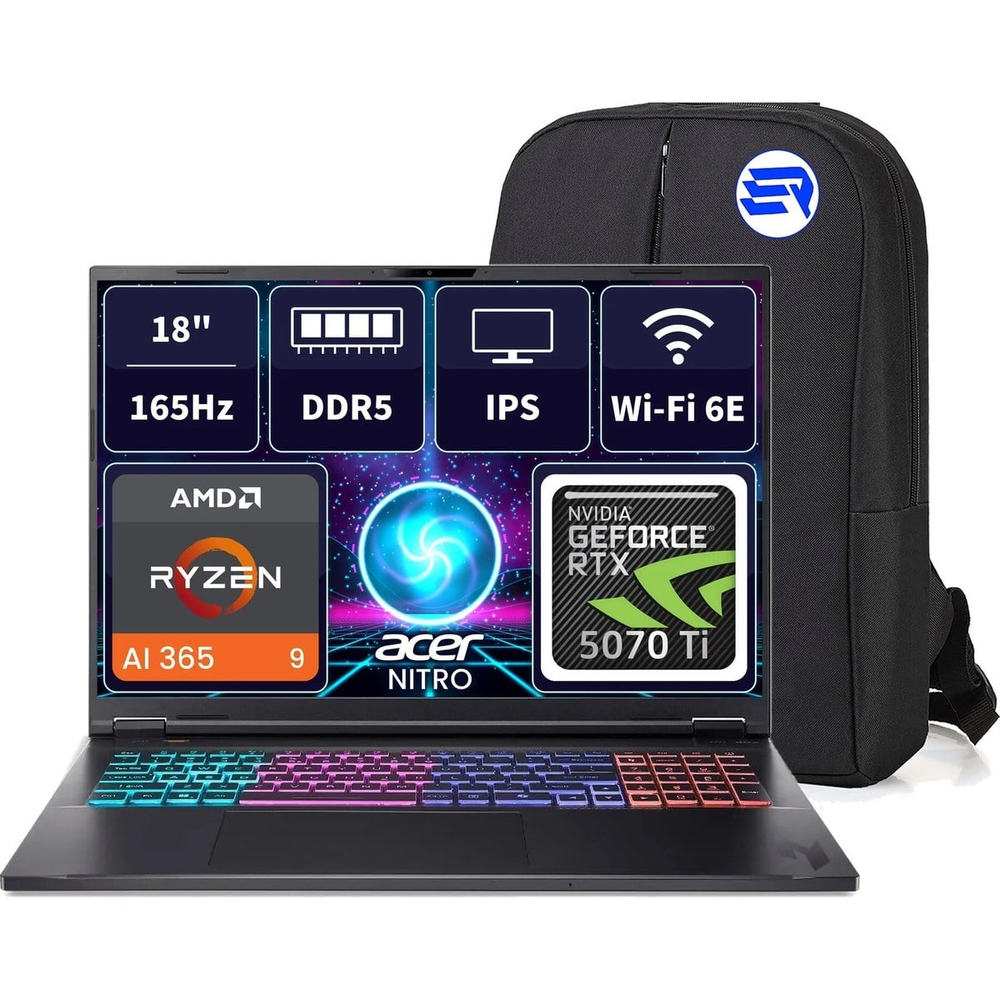 Nitro 18 Aı AN18-61 NH.QYFEY.001EP6 Ryzenaı9 365 RTX5070TI 24GBRAM 2tbssd 18 Wqxga 165Hz Windows 11 Pro + Elektropasaj Çanta