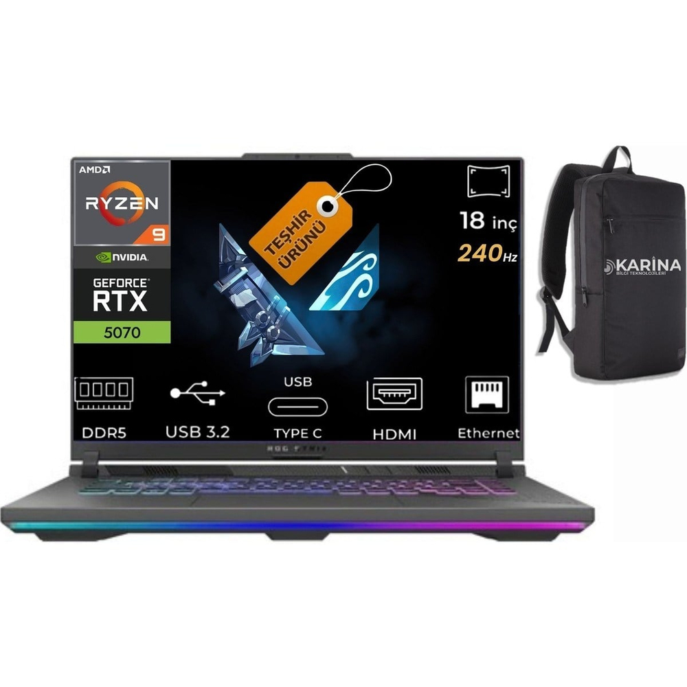 Rog Strix G18 Amd Ryzen 9 8940HX G814PP-S9006W-K09 32GB 2tb RTX5070 8gb W11HOME 18