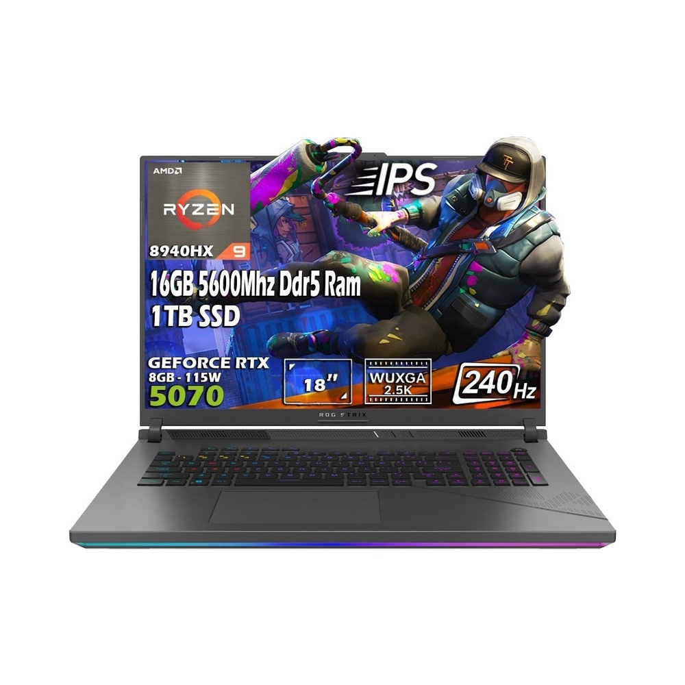 Rog Strix G18 G814PP-S9045-GAMING Amd Ryzen 9 8940HX 16GB 1tb SSD RTX5070 Windows 11 Pro 18